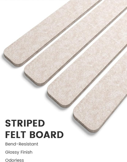 Fluxynara 13" x 2" Felt Wall Panels, Oatmeal | 8-Pack Includes 50 Push Pins and Adhesive Tabs for Photos, Notes and Decor in Bedroom Doors, Home Office or Studios