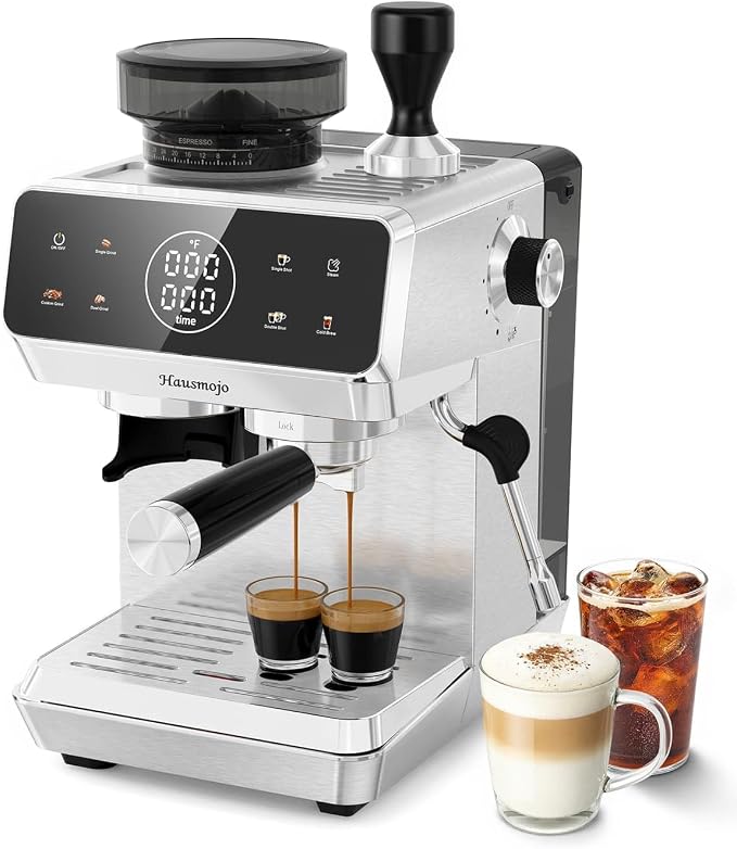 CM1620 Espresso Machine with Built-in Burr Grinder, 20 Bar Bean-to-Cup Espresso Maker with 44 Grind Settings & Steam Wand, Touchscreen Coffee Machine for Latte, Cappuccino