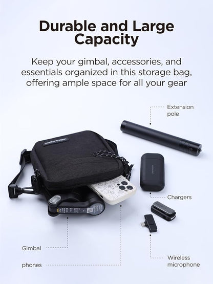 AOCHUAN 3-Axis Gimbal Stabilizer for Smartphone Smart AI XPro Black & B10 Storage Bag & E10 Extension Rod