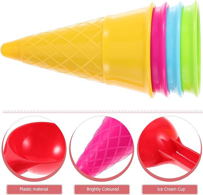 Toyvian Kids Beach Toys Ice Cream Cone Scoop Model Beach Play Toys Children Outdoor Play 5 Pieces (Random Color)