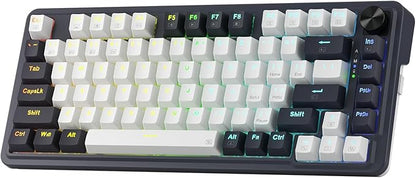 Redragon K673 PRO Wireless 81-Key RGB Gasket Gaming Keyboard, Scroll Knob | Multi-Function Control Wheel, 0-Delay Tri-Mode, Cushioned 5-Layer Noise Dampening for Creamy Thocky Sound, Compact 80% Size