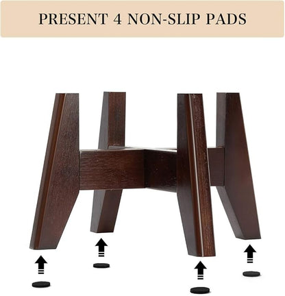 Seanmi Plant Stands for Indoor Plants, Bamboo Plant Stand, Mid Century Plant Holder, Adjustable Width, Fits 8 9 10 11 12 inches Pots - Dark Brown (Planter Stand Only)