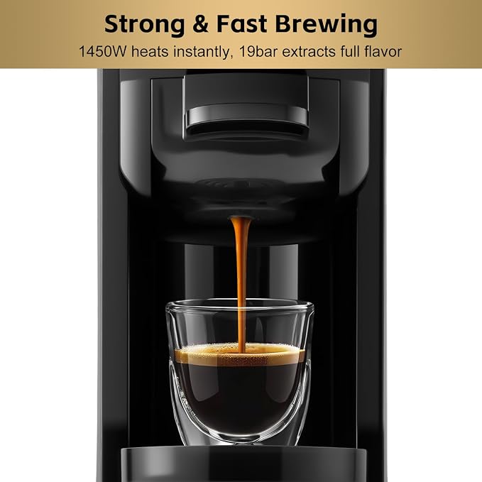 CUSIMAX Espresso Machine Compatible with Nespresso Original Pods | Single Serve Espresso Coffee Maker, Programmable Brew Size, 19Bar High Pressure, 20oz Removable Water Tank, Stainless Steel
