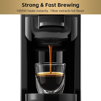 CUSIMAX Espresso Machine Compatible with Nespresso Original Pods | Single Serve Espresso Coffee Maker, Programmable Brew Size, 19Bar High Pressure, 20oz Removable Water Tank, Stainless Steel