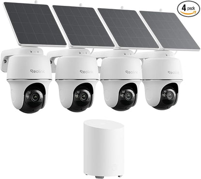 REOLINK 5MP Solar Security Cameras Wireless Outdoor, 360° Pan Tilt Auto-Tracking, Smart AI Detection, Up to 1TB Local Storage, 2.4/5GHz Dual-Band WiFi, Home Hub Mini with 4X Argus PT + Solar Panel