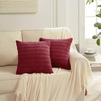 Fancy Homi 4 Packs Decorative Throw Pillow Covers for Living Room Couch Bed, Modern Farmhouse Boho Home Décor Accent Cushion Case, 26" x 26", Burgundy