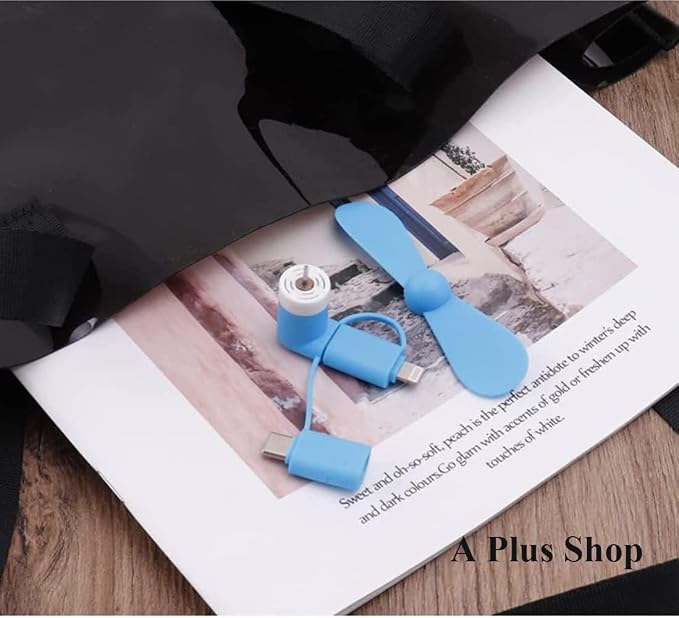 A plus Mini Cell Phone Fan 3-in-1 Mobile Phone Fans Compatible with iPhone/iPad/Android Smartphone/Tablet Fit for Micro USB/Type C/Lightning Port Fan Colorful and Powerful Fans(6-Pack)