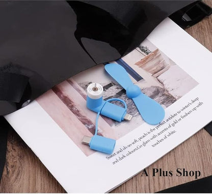 A plus Mini Cell Phone Fan 3-in-1 Mobile Phone Fans Compatible with iPhone/iPad/Android Smartphone/Tablet Fit for Micro USB/Type C/Lightning Port Fan Colorful and Powerful Fans(6-Pack)
