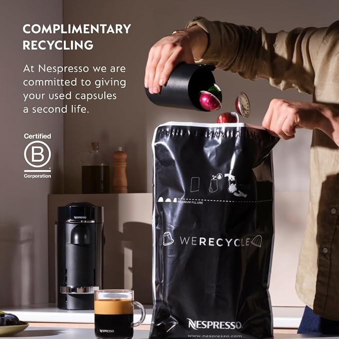 Nespresso Vertuo Next Coffee and Espresso Maker by De'Longhi, White | White coffee machine with slim, sustainable design. Brews 6 cup sizes, espresso to 18 oz., all topped with crema.