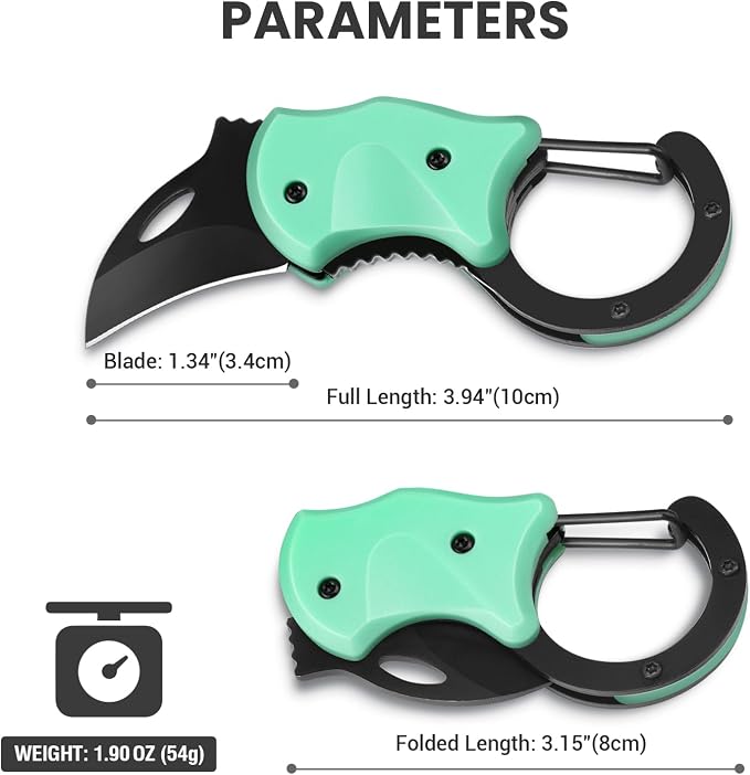 FUNBRO Small Pocket Knife for Men, Edc Knives Tool | Cool Folding Knife Box Cutter with 1.34 Inch Sharp Blade, Great Gift for Men (light Blue)