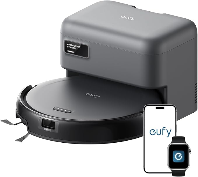 eufy C10 Robot Vacuum Self Emptying, 8 Weeks Hands Free, 2.85-Inch Slim | Advanced Smart Mapping with LiDAR Navigation, Powerful Suction, Edge Expansion Brush for Pet Hair, Carpet Detection