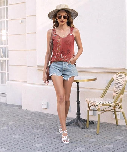 Disamer Womens Tank Tops 2026 Loose Fit Casual Summer Spaghetti Strap Trendy Spring Cute Lace Sleeveless T Shirts