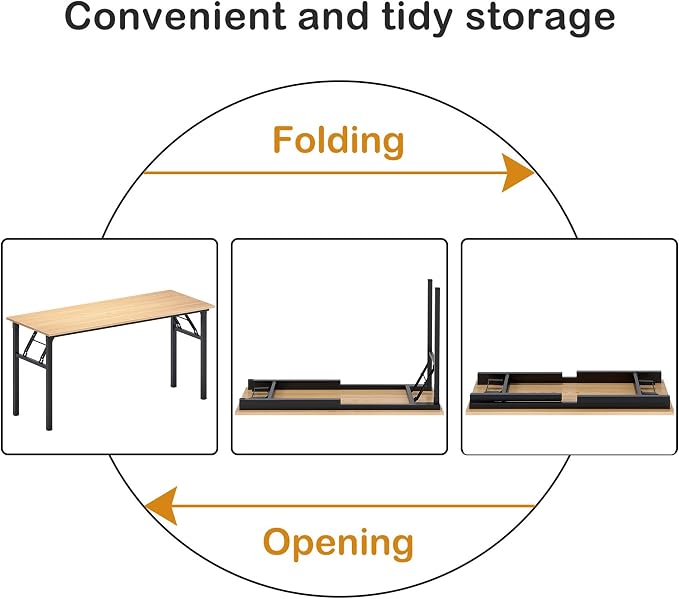 Need Home Office Desk - Large Computer Desk Sturdy Table Foldable Desk Gaming Computer Table No Assembly Required AC5BB 60 inch | Black Frame Writing Gaming Work Table/Foldable Home Office Desk/Sewing Table, No Assembly Required