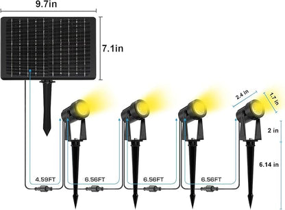 ZYAN Solar Landscape Spotlights, Separate Monocrystalline Panels & USB-C Powered 5400mAh Auto On Off Dusk to Dawn, Outdoor IP65 Waterproof, Warm White for Yard Path Patio (100 Lumens × 4 Pack)