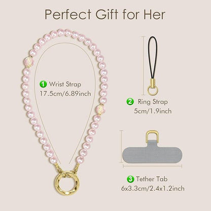SURPHY Phone Charm, Handmade Beaded Phone Wrist Strap with Tether Tab | Phone Charm Strap, Phone Chain with Premium Metal Buckle, Wrist Strap Fits Cellphone Cases, Wallets, Bags, Keys