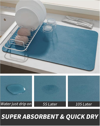 AMOAMI-Coffee Mat Hide Stain Rubber Backed Absorbent Dish Drying Mat for Kitchen Counter-Coffee Bar Accessories Fit Under Coffee Maker, Espresso Machine, Pot, Dish Rack