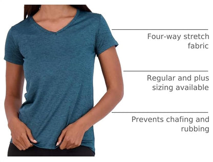 5 Pack Women's Dry Fit V Neck Workout Tops T Shirts Athletic Gym Yoga Tees | Available In Plus Size, Cooling Moisture-Wicking, Short Sleeve, Quick-Dry, Fitness, Stretch, Exercise, Running, Hiking