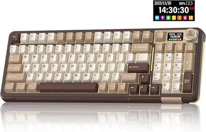 SOLAKAKA A99 Pro Mechanical Keyboard with LCD Screen & Metal Knob, Wireless Gaming Keyboard with BT5.0/2.4GHz/USB-C, Hot Swappable Creamy Keyboard, Gasket Structure, RGB Backlit, for Win/Mac