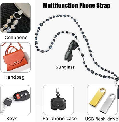 Phone Crossbody Strap, 2in1 Wrist Charm&Shoulder Lanyard,3Ways Usage free to Assembly and Disassembly Phone Strap with Tether Patches for Most Phones Bag Purse (M)