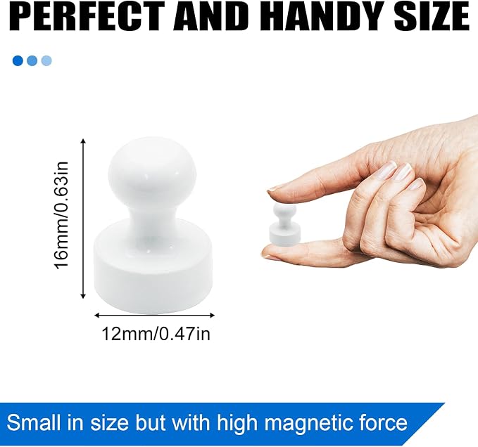 LOVIMAG Fridge Magnets 20Pcs, Magnet for Refrigerator Whiteboard, White | Small Strong Neodymium Metal Cute Push Pin for Classroom, Kitchen, Accessories Decorative, Office, Calendar