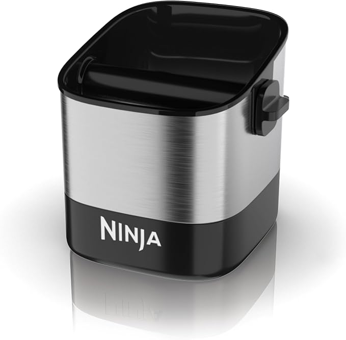 Ninja Luxe Café Knock Box, Holds 10 Double Shot Pucks, XSKKNOCKBOX | Accessories for Espresso Machine, Easy & Mess-Free Puck Disposal, Coffee & Espresso Grounds, Non-slip Base, Removable Bar