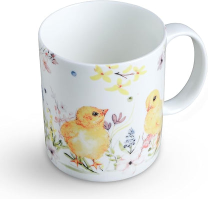 Maison d' Hermine Coffee Mug with Handles Tea Cups (12 Ounce, Pack of 1) | Fine Bone China Coffee Mugs for Hot Beverages Cappuccino Latte Home Restaurant Hotel Spring Summer -Easter Zest - Chicks