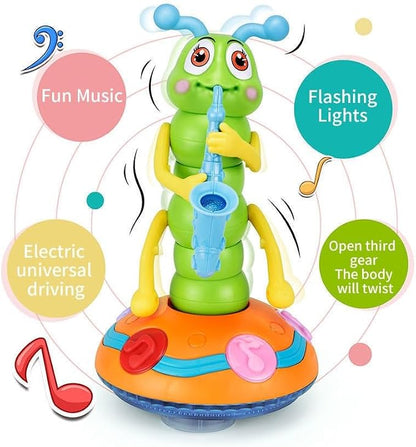 Children's Electric Caterpillar Saxophone Musical Toys, Dancing Saxophone Caterpillar,Baby Sensory Toys with LED Lights for Toddler Boys Girls (Pink-1 Pcs)