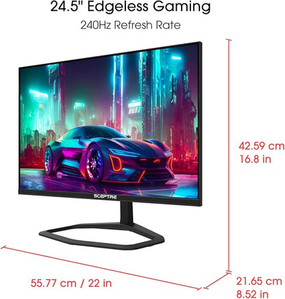 Sceptre New 24.5-inch Gaming Monitor 240+Hz 1ms DisplayPort x2 HDMI x2 100% sRGB AMD FreeSync Premium Build-in Speakers, Machine Black 2025 (E255B-FWD240 Series) | 25 FHD Va, 100% Srgb, Amd Freesync Premium, 2x Dp1.4, 2x Hdmi2.0, 2x2w Speakers
