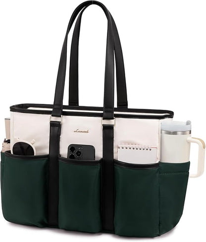 LOVEVOOK 17 Inch Laptop Tote Bag for Women Work, Teacher Tote Nurse Bag, Professional Utility Computer Bag For Work/Travel/College/Daily, Large Purse Handbag With Multi Pockets & Top Zipper