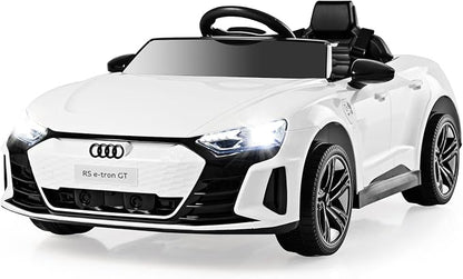INFANS 12V Kids Ride On Car, Licensed Audi RS e-tron GT Electric Vehicle with Remote Control, Toddlers Battery Powered Toy with 4 Wheels Suspension, LED Headlight, Music, MP3, USB, TF Port (White)