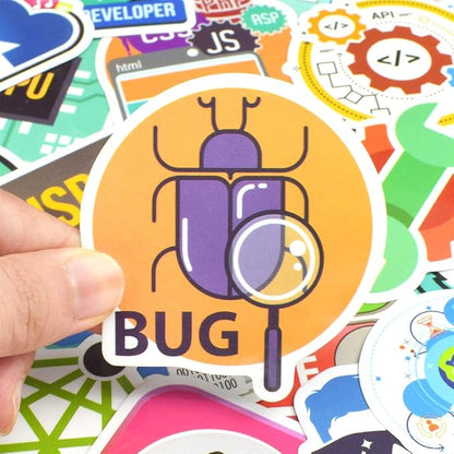 QTL Programming Stickers for Developers, Coding Party Supplies, Waterproof Vinyl Stickers for Water Bottles and Laptop, 50PCS