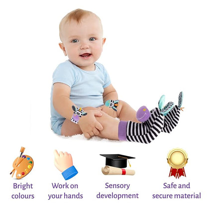 PADONISE Wrist Rattles for Babies Rattle Socks Wrist Strap Rattles Set Cartoon Socks Cute Animal Baby Sensory Development Toys 1-3 Years Early Educational Toys for Toddlers Baby Shower Gifts