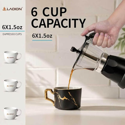 LAOION Cuban Coffee Maker, 6 or 3cup Electric Espresso Coffee Maker | Portable Cafeteras Electricas Modernas, Electric Moka Pot with Detachable Base & Overheat Protection, Coffee Gift