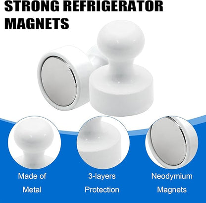 LOVIMAG Fridge Magnets 20Pcs, Magnet for Refrigerator Whiteboard, White | Small Strong Neodymium Metal Cute Push Pin for Classroom, Kitchen, Accessories Decorative, Office, Calendar