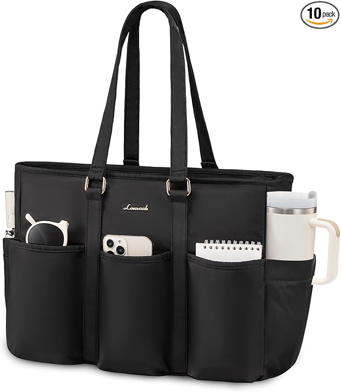 LOVEVOOK Laptop Tote Bag for Women Work, Teacher Tote Bag Nurse Bag With Large Cup Holder, Utility Professional Computer Bag For Work/Travel/College/Daily, Large Purse Handbag With Multi Pockets