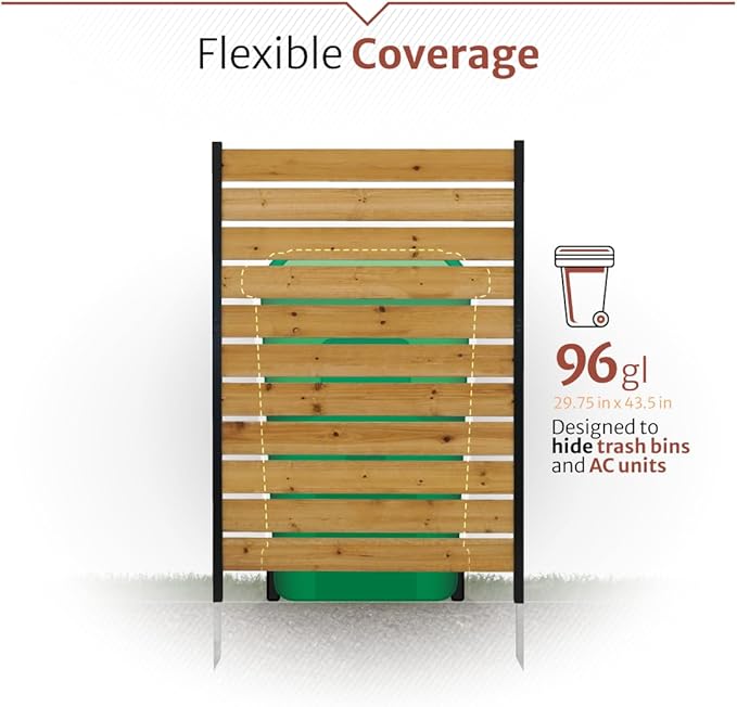5ft H x 3.2ft W (1 Panel) No Dig Enclo Concord Cedar Wood Privacy Screen, Great to Hide Trash Cans, Decorative Patio Privacy Screen, Outdoor Privacy Fence Panel, Air Conditioner Fence, EC18022