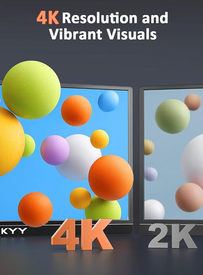 KYY 4K Portable Monitor 15.6" Portable Monitor for Laptop UHD IPS 3840X2160 External Screen with 100% sRGB & HDR Gaming Display for Laptop PS5/4 Xbox Switch with Speakers, VESA Compatible