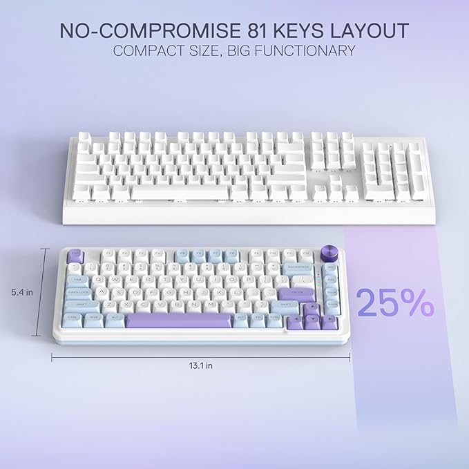 Redragon K673 PRO Wireless 81-Key RGB Gasket Gaming Keyboard, Scroll Knob | Multi-Function Control Wheel, 0-Delay Tri-Mode, Cushioned 5-Layer Noise Dampening for Creamy Thocky Sound, Compact 80% Size