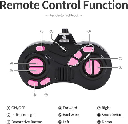 GILOBABY Remote Control Robot Toy for Kids 3-5 Years, Flashing LED Eyes, Dancing and Flexible Moves, Auto Demo Mode, Gift for Girls (Pink)