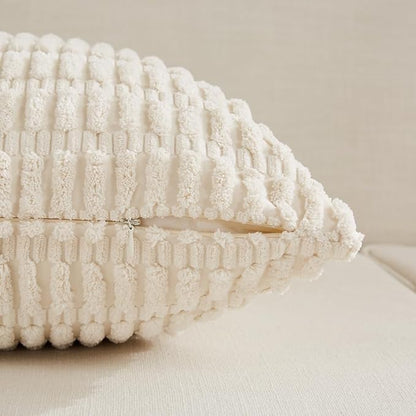 Fancy Homi 4 Packs Decorative Throw Pillow Covers for Living Room Couch Bed, Modern Farmhouse Boho Home Décor Accent Cushion Case, 24" x 12", Cream