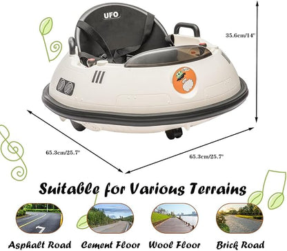 Garvee 12V Kids Ride On Bumper Car with Parental Remote Control, 360° Spin Electric Toddler Bumping Car, LED Lights, Safety Belt & Music, Ride On Cars for 18 Months+ Toddlers