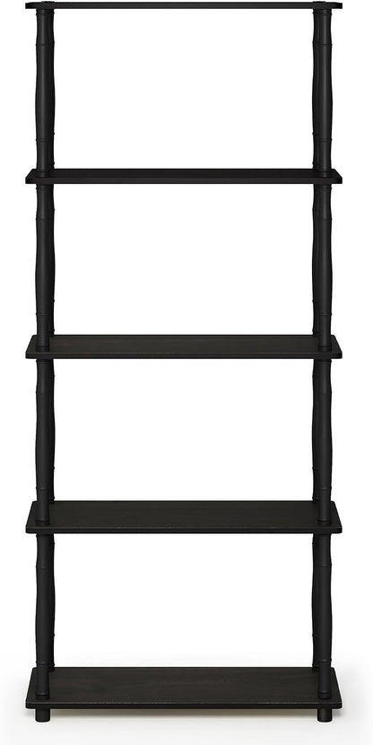 Furinno Turn-N-Tube 5-Tier Multipurpose Shelf / Display Rack / Storage Shelf / Bookshelf, Classic Tubes, Espresso/Black