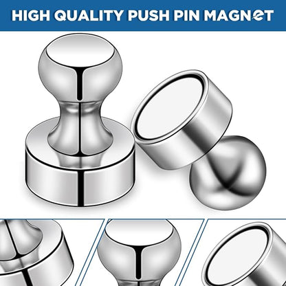 LOVIMAG Fridge Magnets 20Pcs, Magnet for Refrigerator Whiteboard, Silver | Small Strong Neodymium Metal Cute Push Pin for Classroom, Kitchen, Accessories Decorative, Office, Calendar