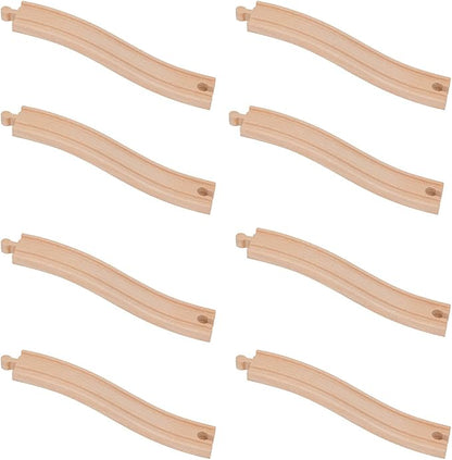 ORBRIUM Premium Wooden Train Ascending Tracks, Pack of 8 Wooden Train Tracks Accessories for Toy Train Set Compatible with All Major Railways Thomas, Brio, IKEA, Melissa and Doug