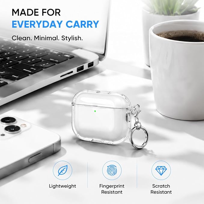 for AirPods Pro 3 Clear Case 2025, Military-Grade Shockproof, Soft TPU Highly Transparent Anti-Yellowing for AirPods Pro 3 Case with Cleaning Kit & Cute Round Buckle, Clear White