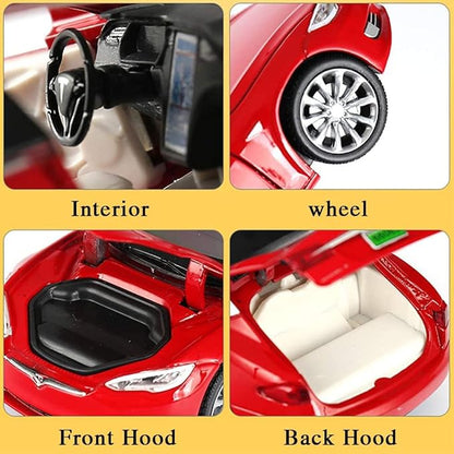 gidoyi Toy Car Model X, Pull Back Car Toys Alloy Vehicles with Lights and Sound 1:32 Scale Model Car (Red)