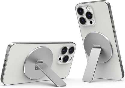 Magnetic Phone Stand Grip for Magsafe, Utral-Thin Snap-on Phone Kickstand, Holder & Grip, Foldable & Adjustable for Hands-Free Viewing | Compatible with Phone 16 15 14 13 12 Pro,Silver