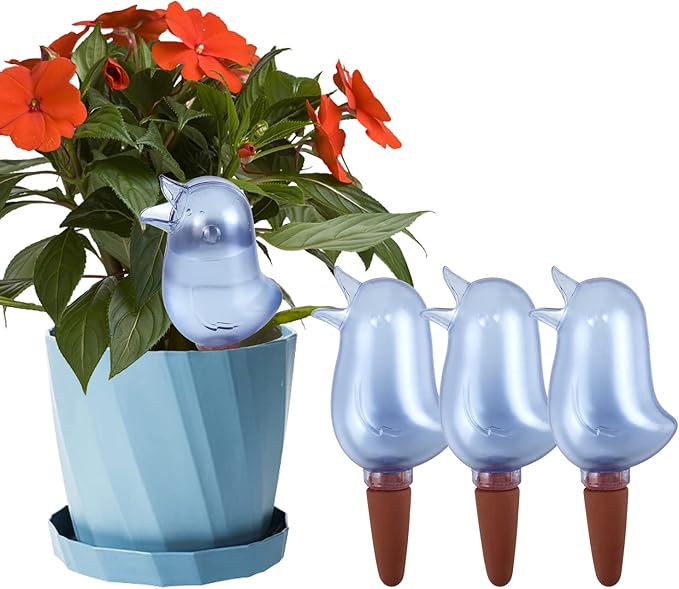 4 Pack Self Watering Spikes, Indoor Plant Watering Globes, Bird Shape Automatic Irrigation Spikes,Plant Watering Devices（Blue）