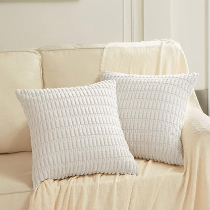 Fancy Homi 4 Packs Decorative Throw Pillow Covers for Living Room Couch Bed, Modern Farmhouse Boho Home Décor Accent Cushion Case, 14" x 14", White