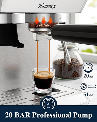 CM1620 Espresso Machine with Built-in Burr Grinder, 20 Bar Bean-to-Cup Espresso Maker with 44 Grind Settings & Steam Wand, Touchscreen Coffee Machine for Latte, Cappuccino